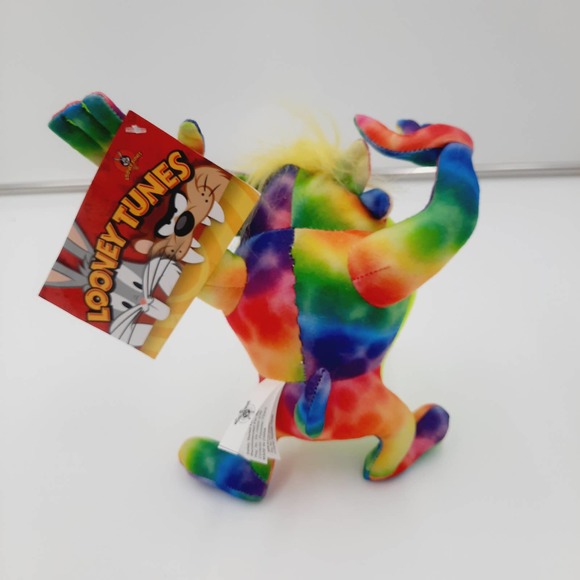 NWT 2016 Colorful Looney Tunes Tazmanian Devil Plush Tie Dye Rainbow Toy 8.5" - Picture 5 of 12